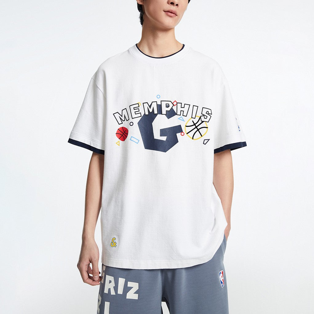 【NBA聯名系列】灰熊隊拼接袖直身T恤