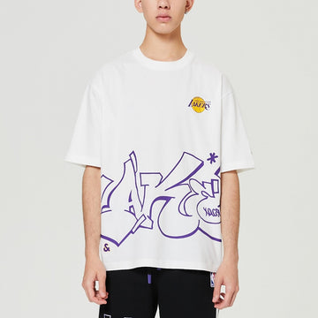 【NBA聯名系列】湖人隊塗鴉LOGO寬鬆T恤