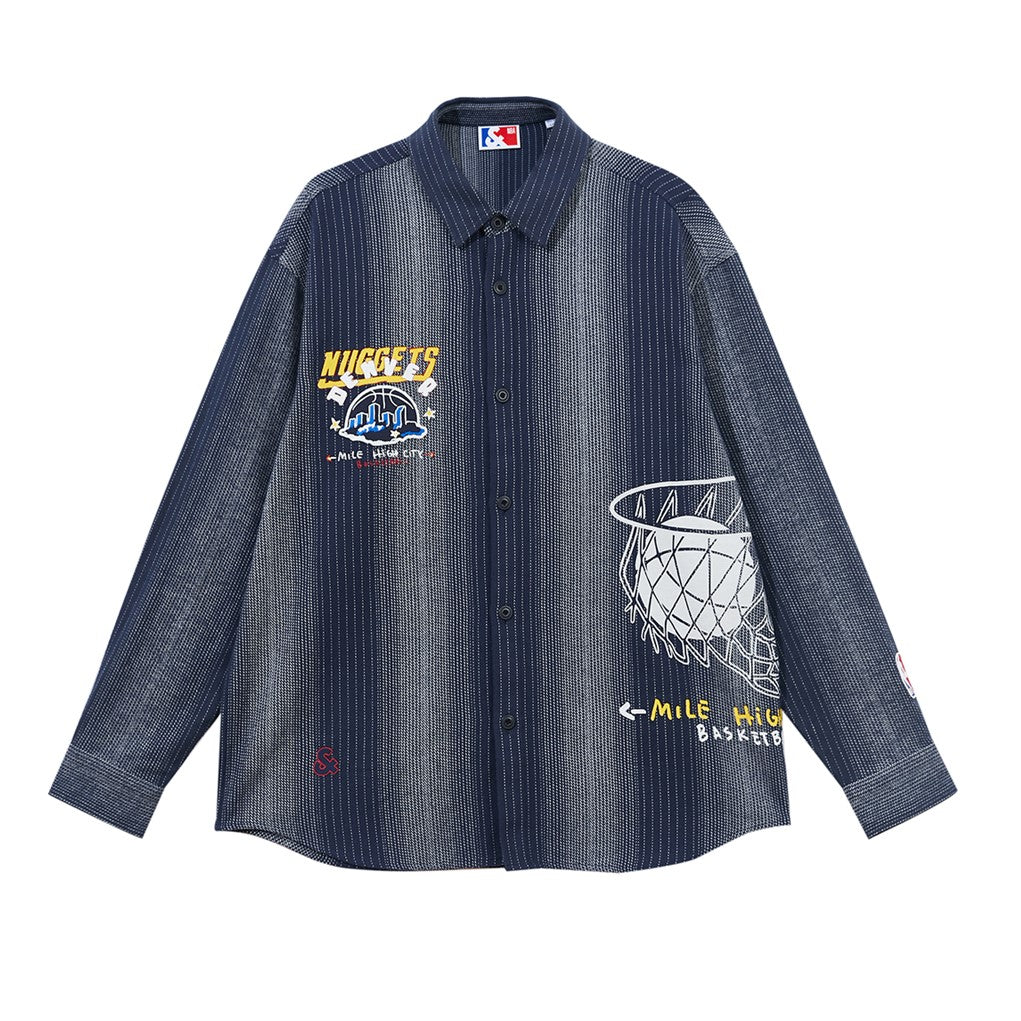 【NBA聯名系列】金塊隊條紋長袖襯衫