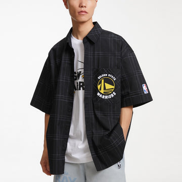 【NBA聯名系列】勇士隊格紋寬鬆襯衫